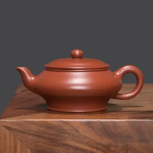 红月水扁壶马小琴纯手工制黄龙山朱泥180cc实用送礼紫砂茶具