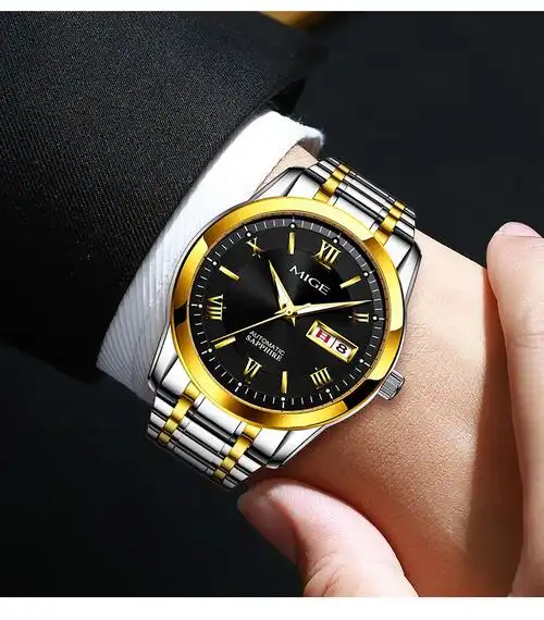 米格十大品牌手表男机械表全自动镂空防水夜光商务款男士国产腕表