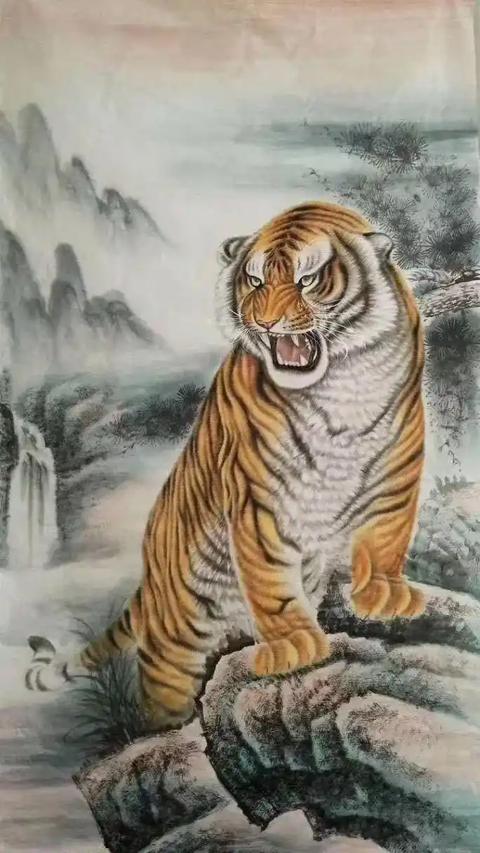 四尺,六尺上山虎,#壁画师 #创艺画 #工笔国画老虎篇,虎年 - 抖音