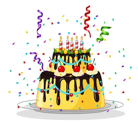 矢量卡通奶油生日蛋糕插图