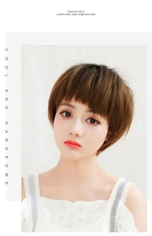 唐妮 假发女短发圆脸网红自然全头套式bobo头狗啃修脸款蓬松逼真波波