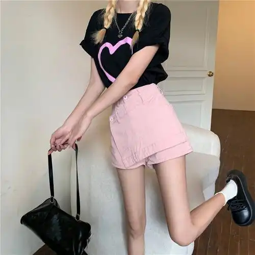 超短牛仔裙女迷你性感紧身一步裙粉色夏季a字半身裙辣妹防走光裙高腰