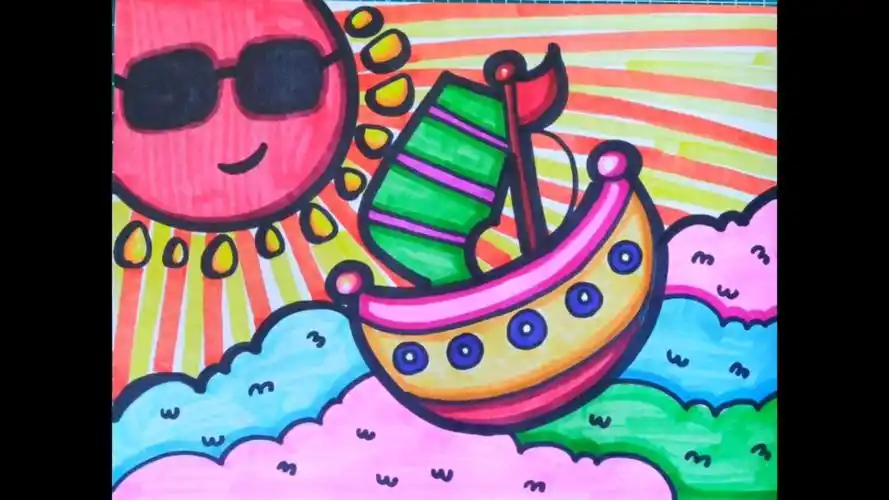 儿童画小帆船绘画教程