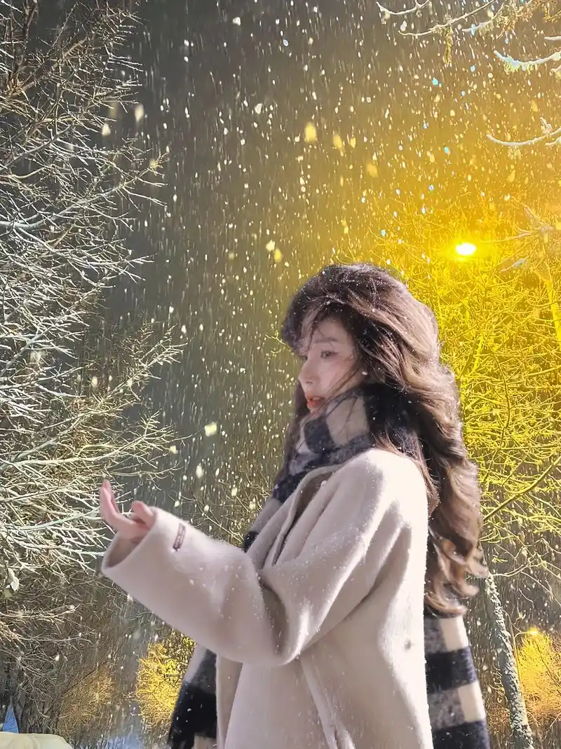 雪天路灯下的神明少女