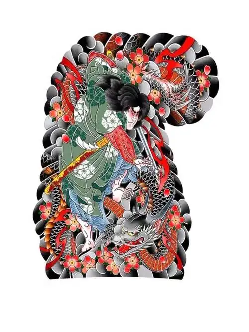 半甲接花臂纹身图案