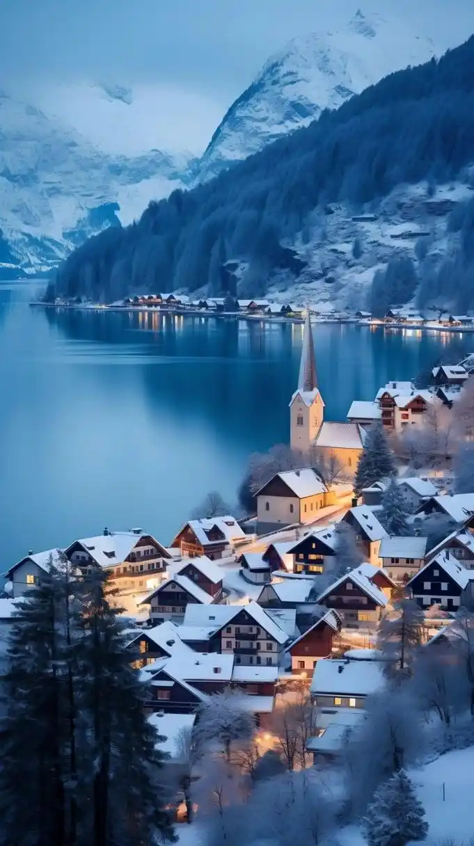 90159815瑞士雪景梦幻小镇9892 今天,我来到了被誉为"