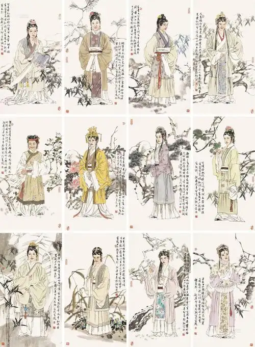 【金陵十二钗 镜片 设色纸本】拍卖品_图片_价格_鉴赏_绘画_雅昌艺术