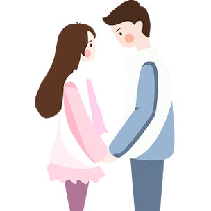 情人节情侣牵手对视免抠图