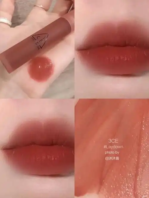 3ce水雾唇釉laydown唇露粉黛色橘暖杏duskypink奶茶镜面哑光口红