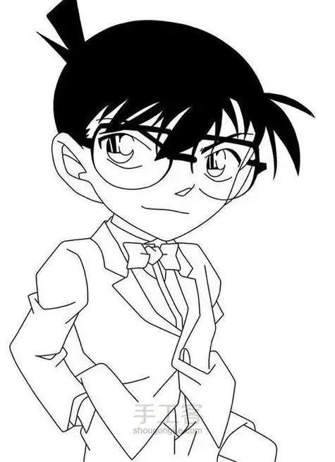 帅气柯南简笔画怎么画动漫人物简笔画儿童步骤教程儿童画柯南简笔画名