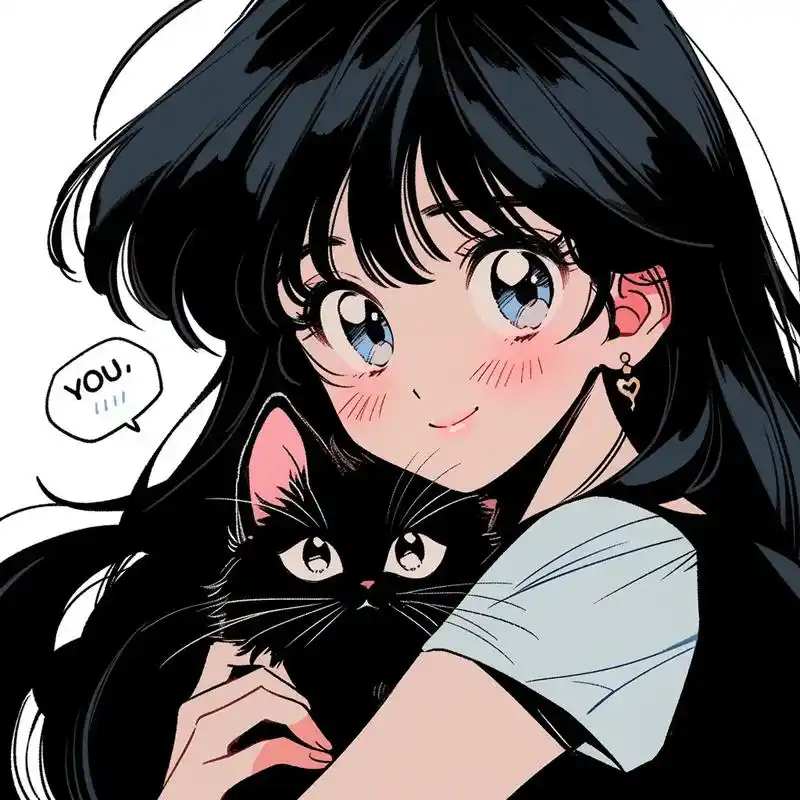 可爱女生抱喵喵头像Ⅰ软萌系Ⅰ温柔系#ai绘画 #旧漫头像 # - 抖音