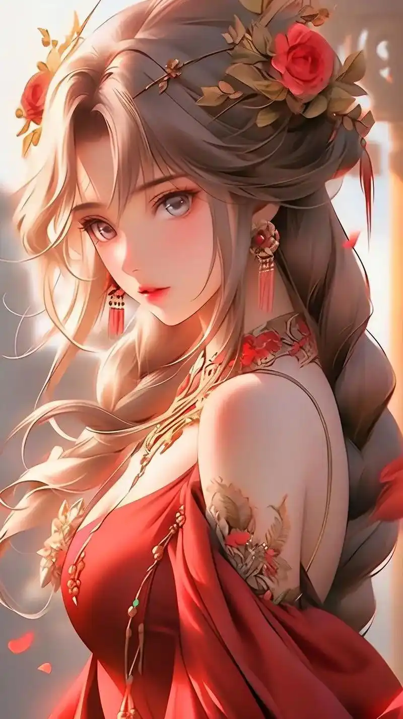 古装红衣美女壁纸.中式温婉红颜美女#壁纸 #动漫壁纸#ai  - 抖音