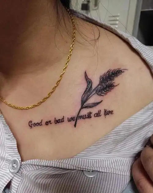 胸前麦穗纹身图片