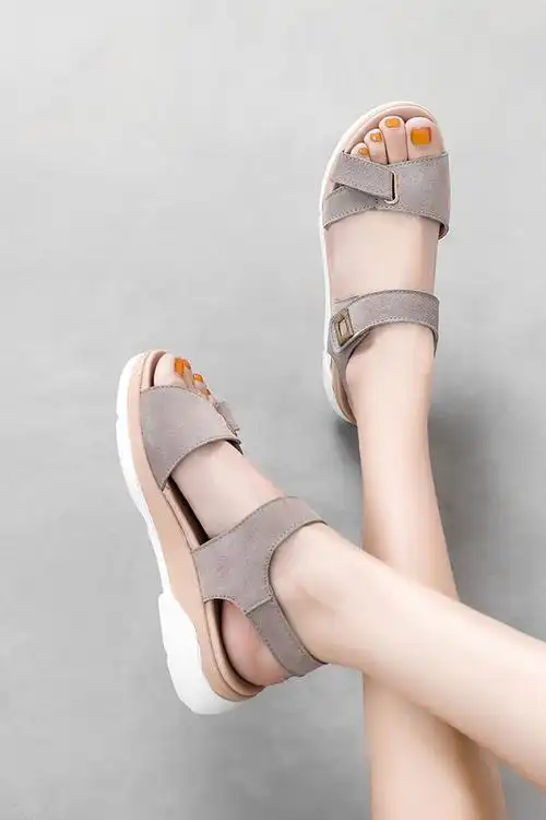 公猴凉鞋女夏季女鞋子厚底松糕学生夏天凉拖百搭罗马平底运动休闲