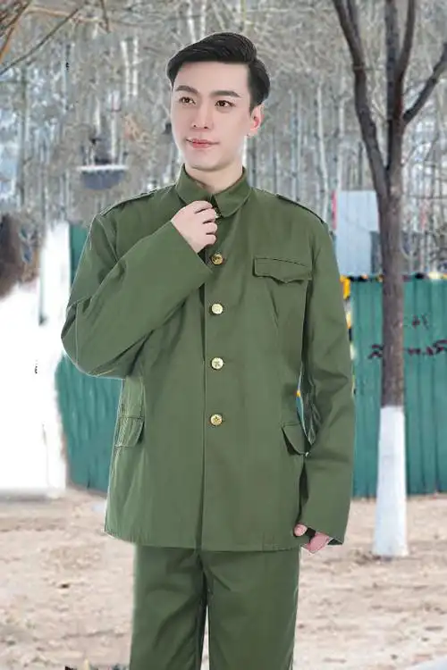 库存正品涤卡陆尉官冬常服老式干部套装立领中山装耐磨防火工作服