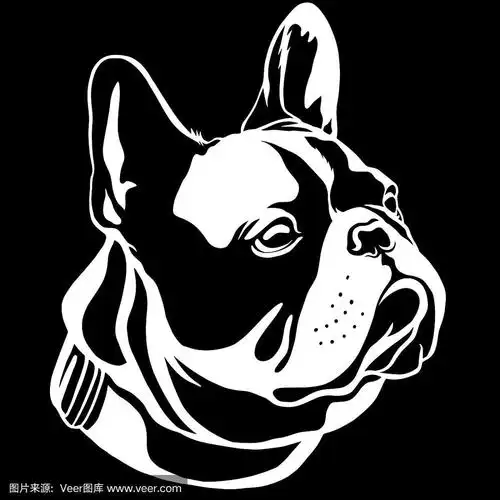 这是帅气的黑色法国斗牛犬标志