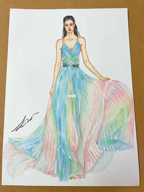 彩铅画  #服装设计  #服装设计手绘  #服装设计考研  #手绘服装效果