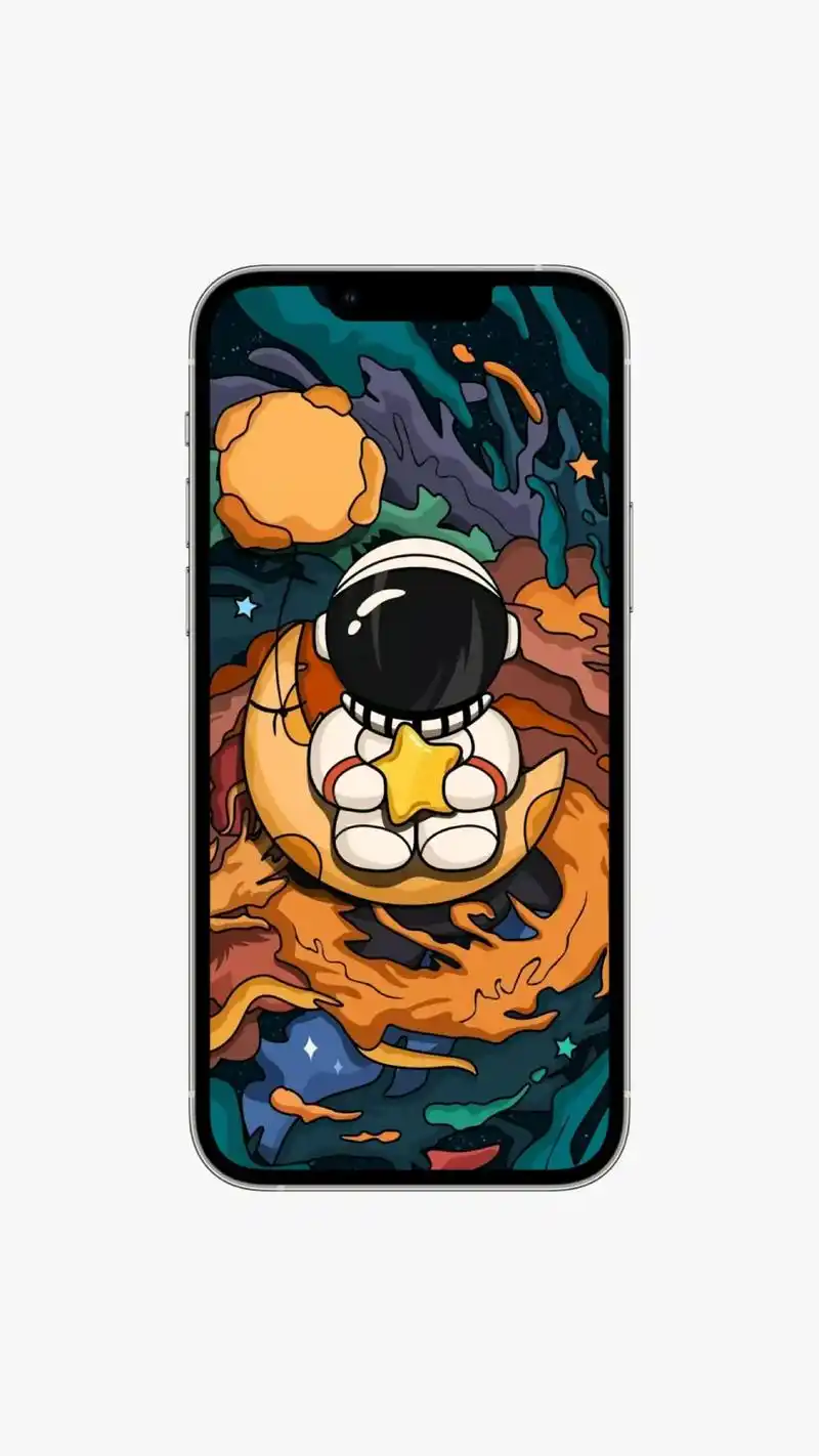 创作灵感 太空人卡通壁纸 苹果 华为 手机壁纸 #太空人壁 - 抖音