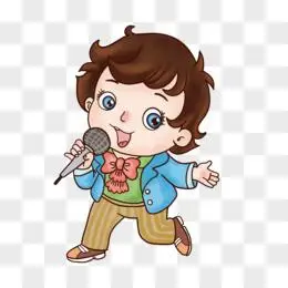 手绘卡通小记者拿话筒免抠素材