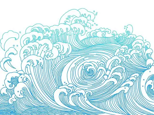 民族风藏式花纹图案水纹水波浪矢量素材蓝色水纹图标无人机在暴风雨的