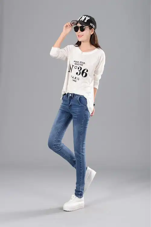 2016秋冬牛仔裤女韩版加绒弹力小脚铅笔裤修身显瘦长裤子一.