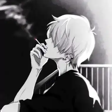 动漫唯美男生抽烟头像黑白