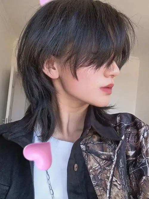 狼尾假发短发女酷全头套自然网红鲻鱼头发型设计通用武士头假发男