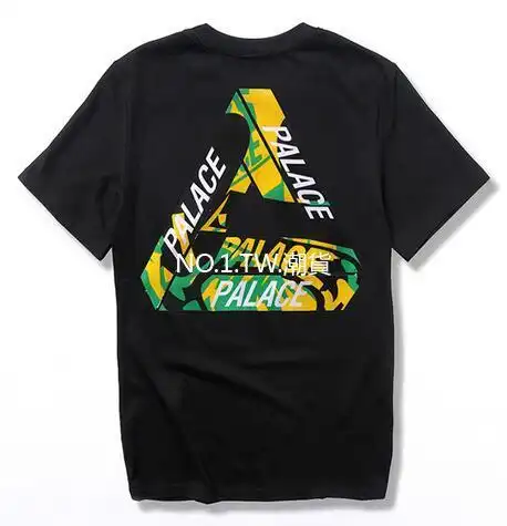 palace品牌 2017新款欧美潮牌palace立体三角形黄绿字母纯棉男款