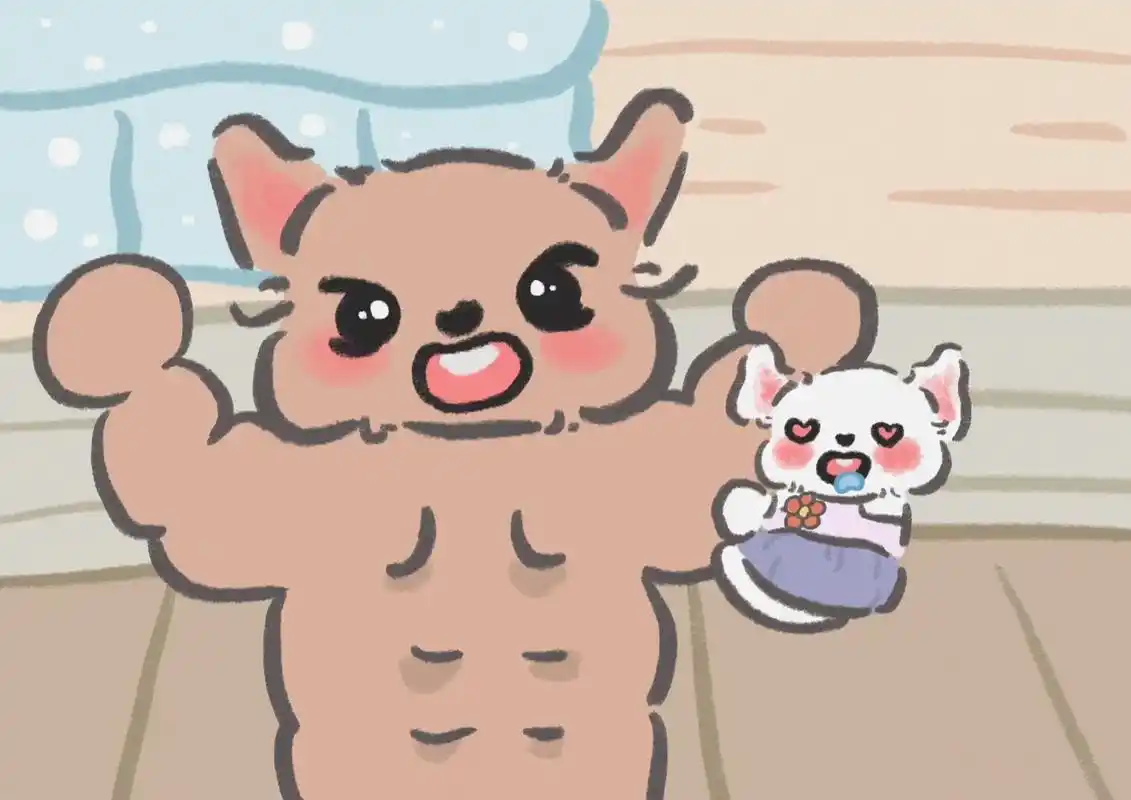 肌肉小猫 流口水啦.#情侣头像 #超甜情头 #卡通头像 #朋 - 抖音