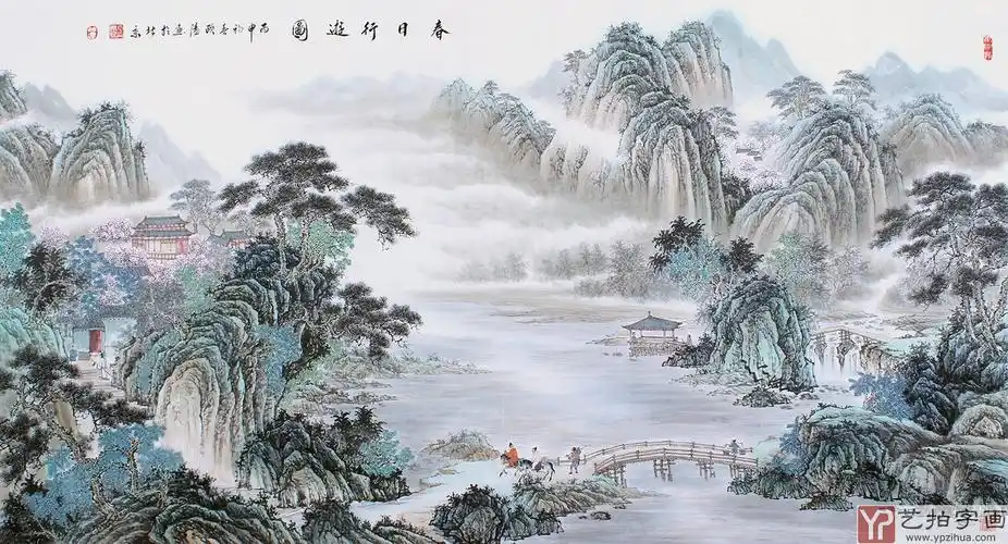 【已售】广西美协欧阳精品大六尺横幅仿古山水画