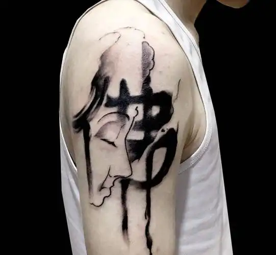 佛纹身图片_手臂水墨纹身图案