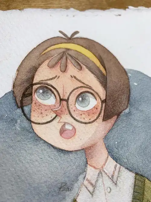 脸上有雀斑简笔画女孩