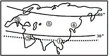读"亚欧大陆局部轮廓图",完成下面小题.