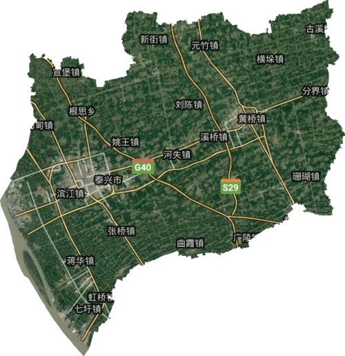 泰兴市高清卫星地图