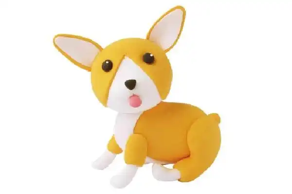 超轻粘土教学课程——中华田园犬_小狗_橙色_白色