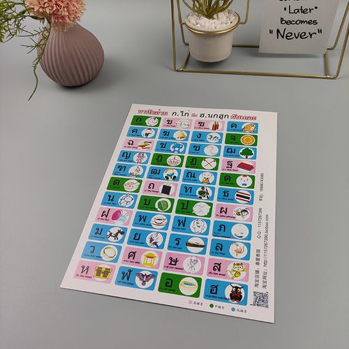 泰国语 精品彩色强化记忆表 泰语辅音字母泰语字母卡片