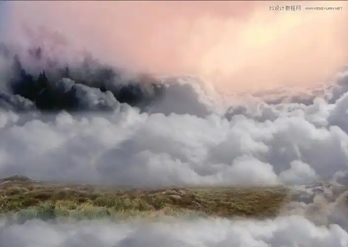 创意合成用ps合成云彩中的城堡场景