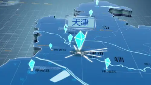 原创科技感天津地图辐射(无需插件)