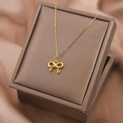 黄金蝴蝶结项链女2022年新款轻奢小众七夕情人节礼物送女友送老婆