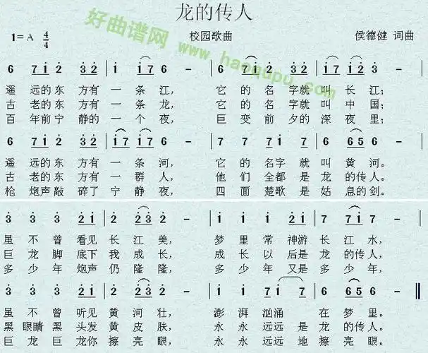 龙的传人 王力宏 歌谱 简谱