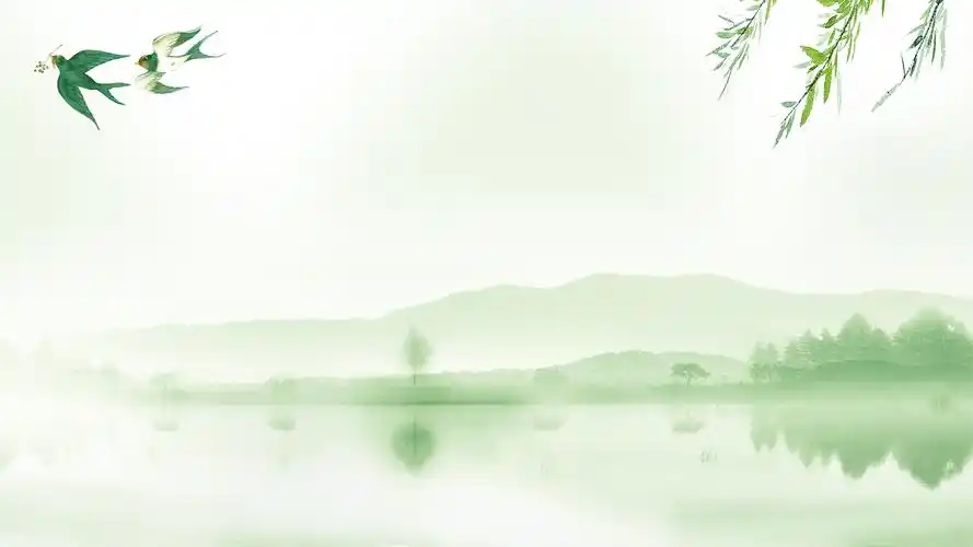 燕子,牛背上的牧童,淡雅水墨山川等元素,唯美朦胧春绿小清新高清背景