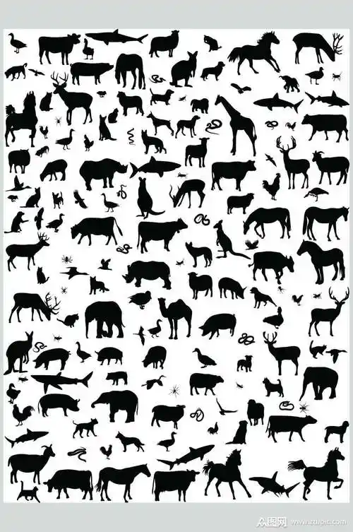 动物剪影矢量免抠元素素材