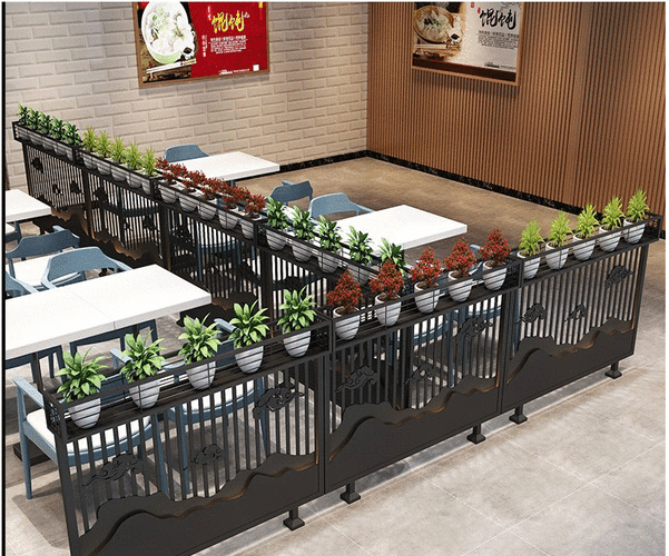 北欧铁艺餐厅绿植花栏矮隔断奶茶店咖啡厅花架护栏墙过道装饰围栏