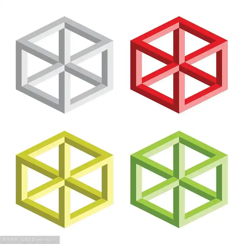 矢量视错觉,彩色方块