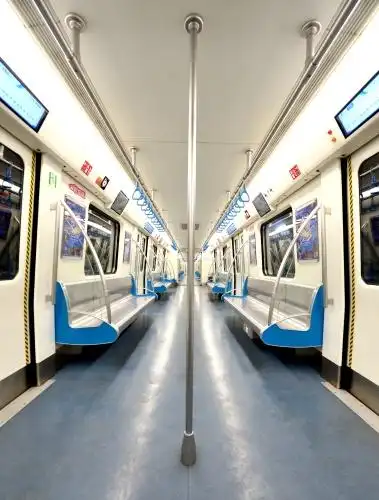 成都地铁一号线空无一人的地铁车厢