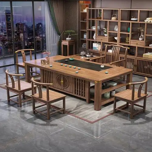藤印象实木茶桌椅组合新中式茶台办公室茶几家用茶具套装一体禅意泡茶
