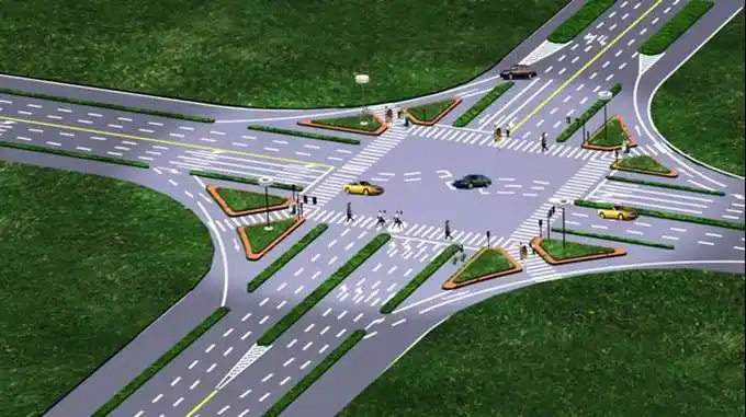 p> b>渠化路口  /b>是指依据《城市道路设计指南》,根据路口流量和
