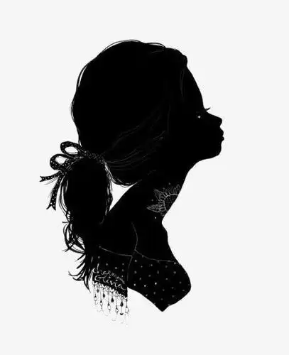 剪影女生侧脸简笔画