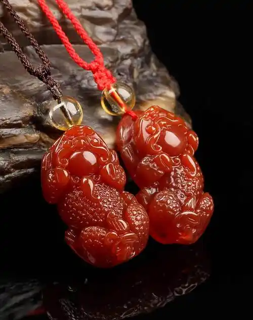 3a级招财辟邪红玛瑙貔貅情侣对附证书