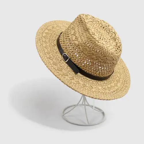 韩国草编大沿牛仔男女情侣通用皮带草帽夏天遮阳沙滩帽子厂家批发